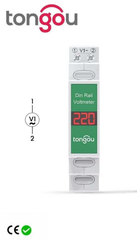 Цифровой вольтметр 1p на din-рейке 60-450v