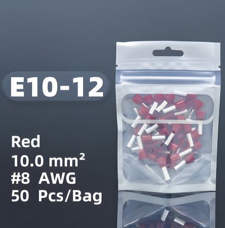 Наконечник E10-12 для дроту, 50 шт. набір обтискання Наконечник E10-12 для дроту, 50 шт. набір обтискання