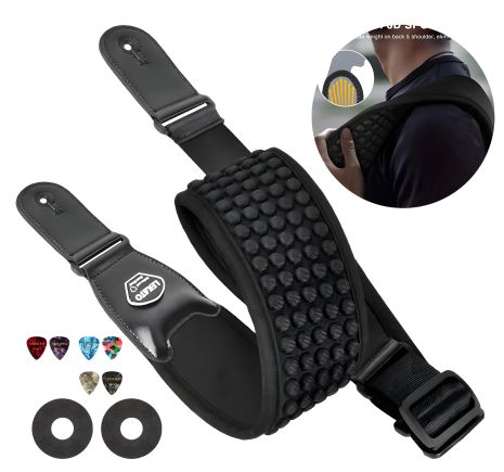 Черный гитарный ремень для электрогитары Lekato