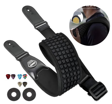 Черный гитарный ремень для электрогитары Lekato