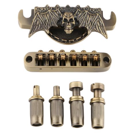 Струнотримач ЧЕРЕП тюномат бридж tune-o-matic Les Paul LP для електрогітари Gibson SG Les Paul ES бронза