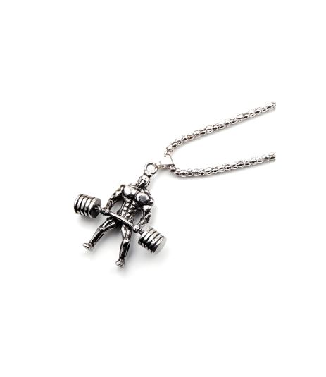 Чоловічий кулон-ланцюжок Атлет зі штангою, спорт-біжутерія