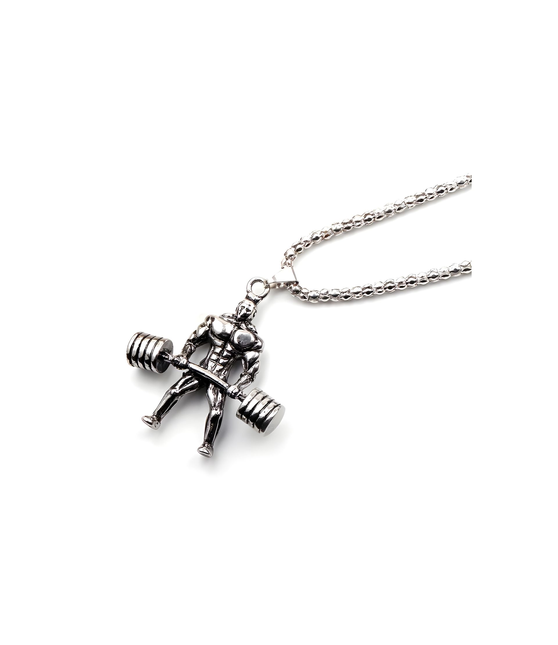 Чоловічий кулон-ланцюжок Атлет зі штангою, спорт-біжутерія Чоловічий кулон-ланцюжок Атлет зі штангою, спорт-біжутерія