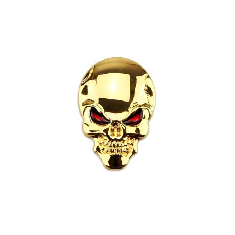 Значок-емблема для автомобіля шильдик "череп" золотистий