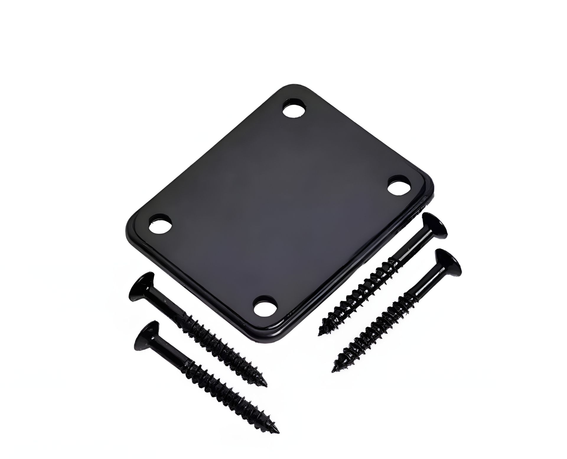 Крепление для грифа электрогитары или бас-гитары Fender, черный neckplate Крепление для грифа электрогитары или бас-гитары Fender, черный neckplate