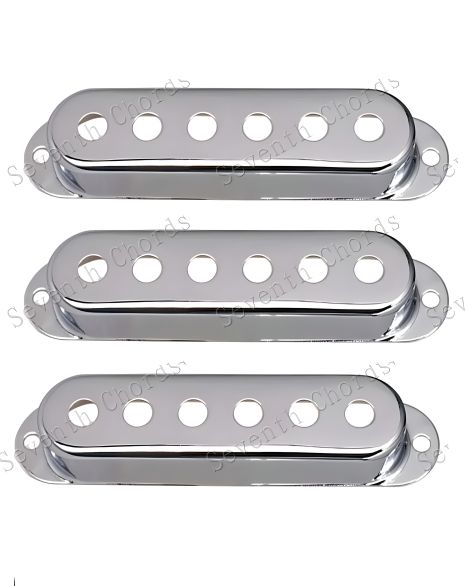 Хромові металеві кришки синглів SSS для електрогітари Fender Stratocaster Ibanes Shur LTD ESP Хромові металеві кришки синглів SSS для електрогітари Fender Stratocaster Ibanes Shur LTD ESP