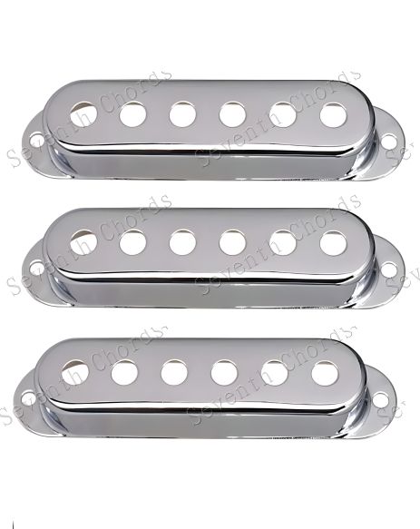Хромові металеві кришки синглів SSS для електрогітари Fender Stratocaster Ibanes Shur LTD ESP Хромові металеві кришки синглів SSS для електрогітари Fender Stratocaster Ibanes Shur LTD ESP