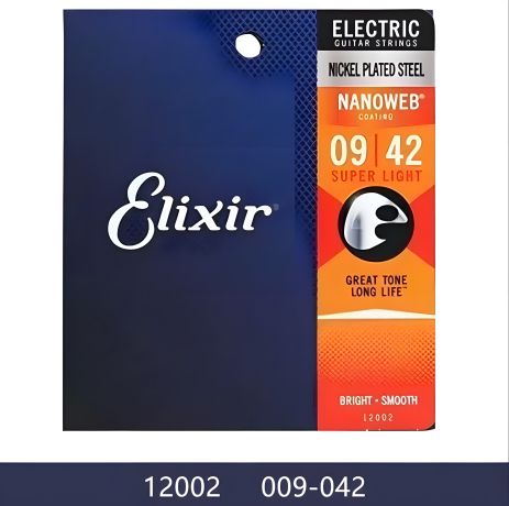 НИКЕЛЕВЫЕ струны для электрогитары 009-042 super light от Elixir, модель 12002