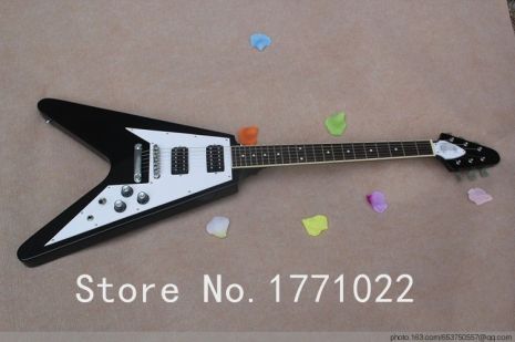 Электрогитара гитара Gibson Epiphone Flying V China черный c белым пикгардом