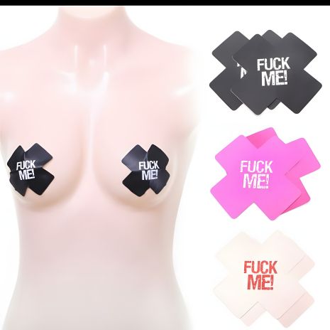 Эротические наклейки на грудь в форме креста стикини "fuck me"