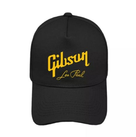 Кепка бейсболка Gibson Les Paul катон чорна з жовтим лого