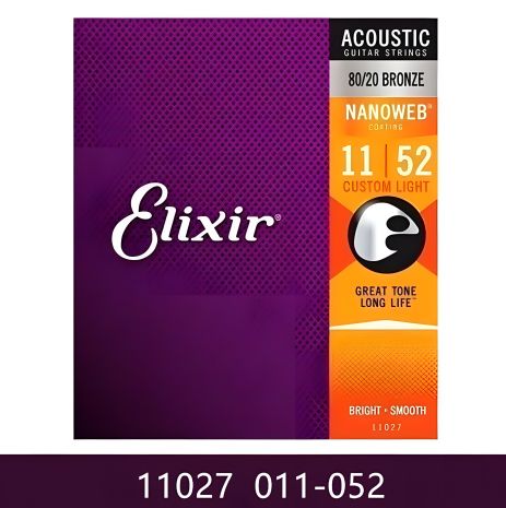 Струни Elixir бронзові для акустичної гітари, 011-052, custom light