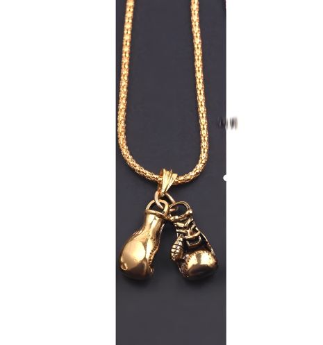 Цепочка кулон с боксерскими перчатками для мужчин, золотистая спортбижутерия Цепочка кулон с боксерскими перчатками для мужчин, золотистая спортбижутерия