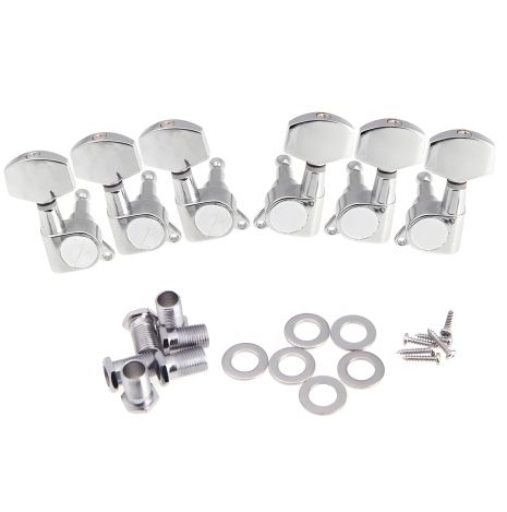 Кілки для електрогітари та акустичної гітари 3L+3R великі ручки хромовані