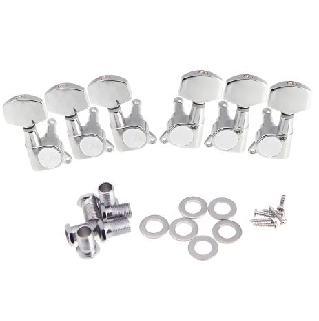 Кілки для електрогітари та акустичної гітари 3L+3R великі ручки хромовані Кілки для електрогітари та акустичної гітари 3L+3R великі ручки хромовані