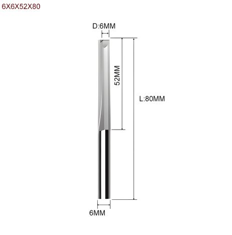 Пряма пазова фреза d 6 мм 52/80 мм для фрезерного верстата