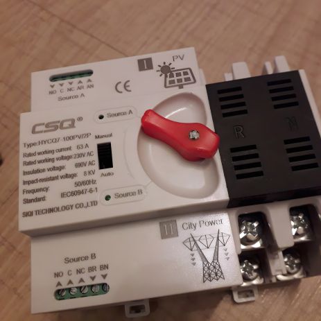 Перемикач напруги панелі—мережа автоматичний 63 А Перемикач напруги панелі—мережа автоматичний 63 А