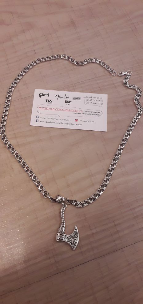 Срібний чоловічий ланцюжок з кулоном "Топор Перуна", ланцюг на шию, срібло 925