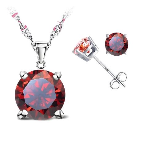 Жіночий набір прикрас під срібло: кулон, сережки, ланцюжок РОБИН