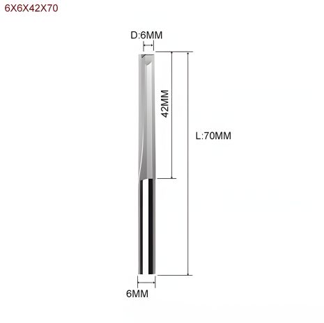 Пазовая прямая фреза для фрезерного станка, диаметр 6 мм, 42/70 мм, качественная Пазовая прямая фреза для фрезерного станка, диаметр 6 мм, 42/70 мм, качественная