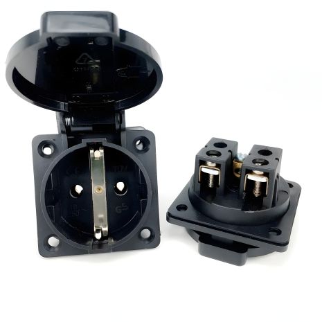 Сетевая розетка с клапаном, врезная, 250В/10А