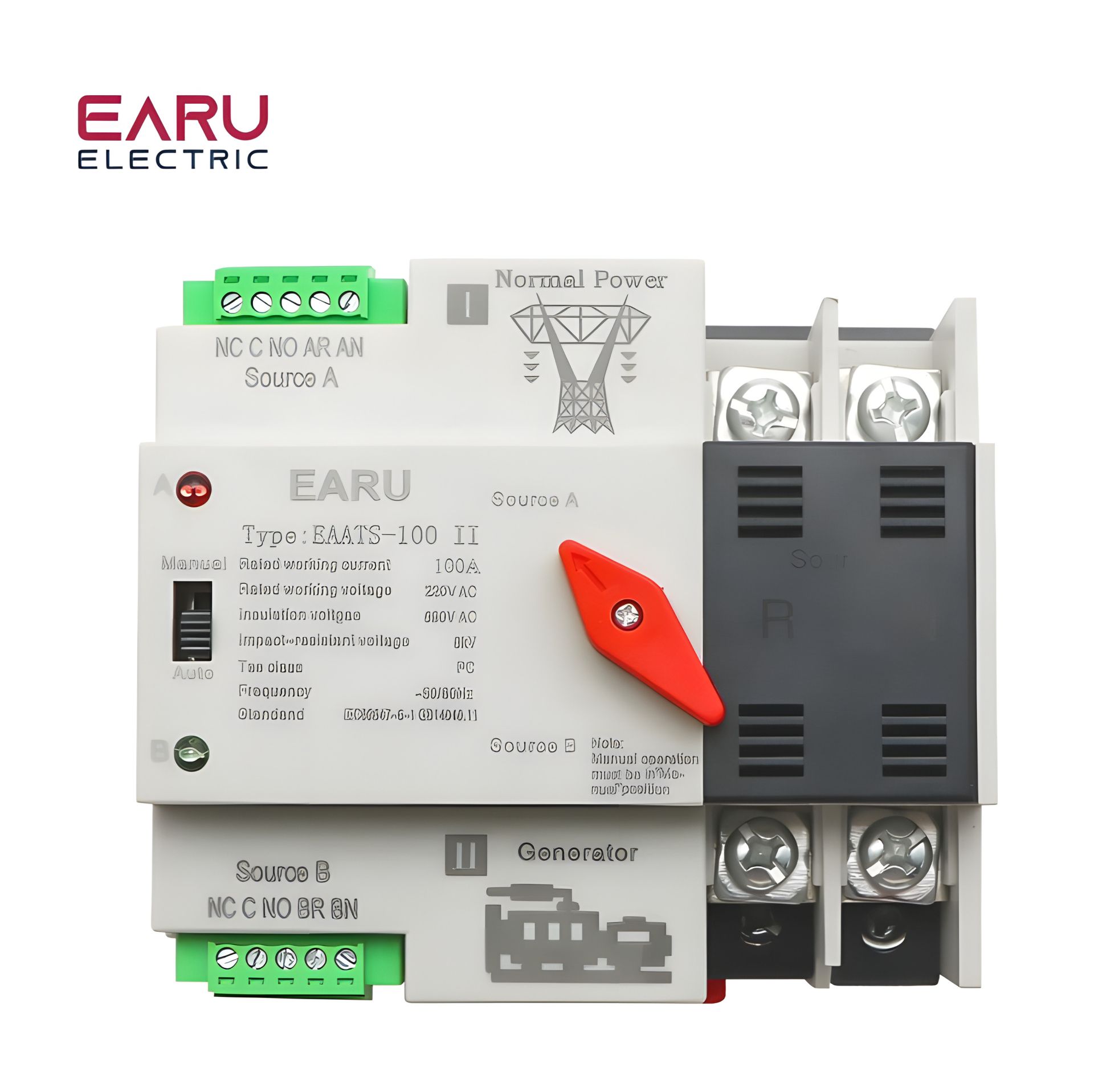 EARU автоматичний перемикач напруги мережа — генератор 100А EARU автоматичний перемикач напруги мережа — генератор 100А