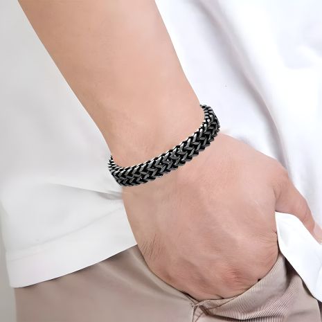Мужской металлический браслет плетения никель
