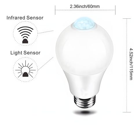 Лампа світлодіодна E27 15 W на 85-265 вольтів із датчиком руху