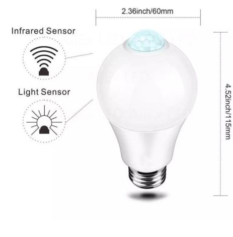 Світлодіодна лампа E27 15 W на 85-265 вольтів із датчиком руху