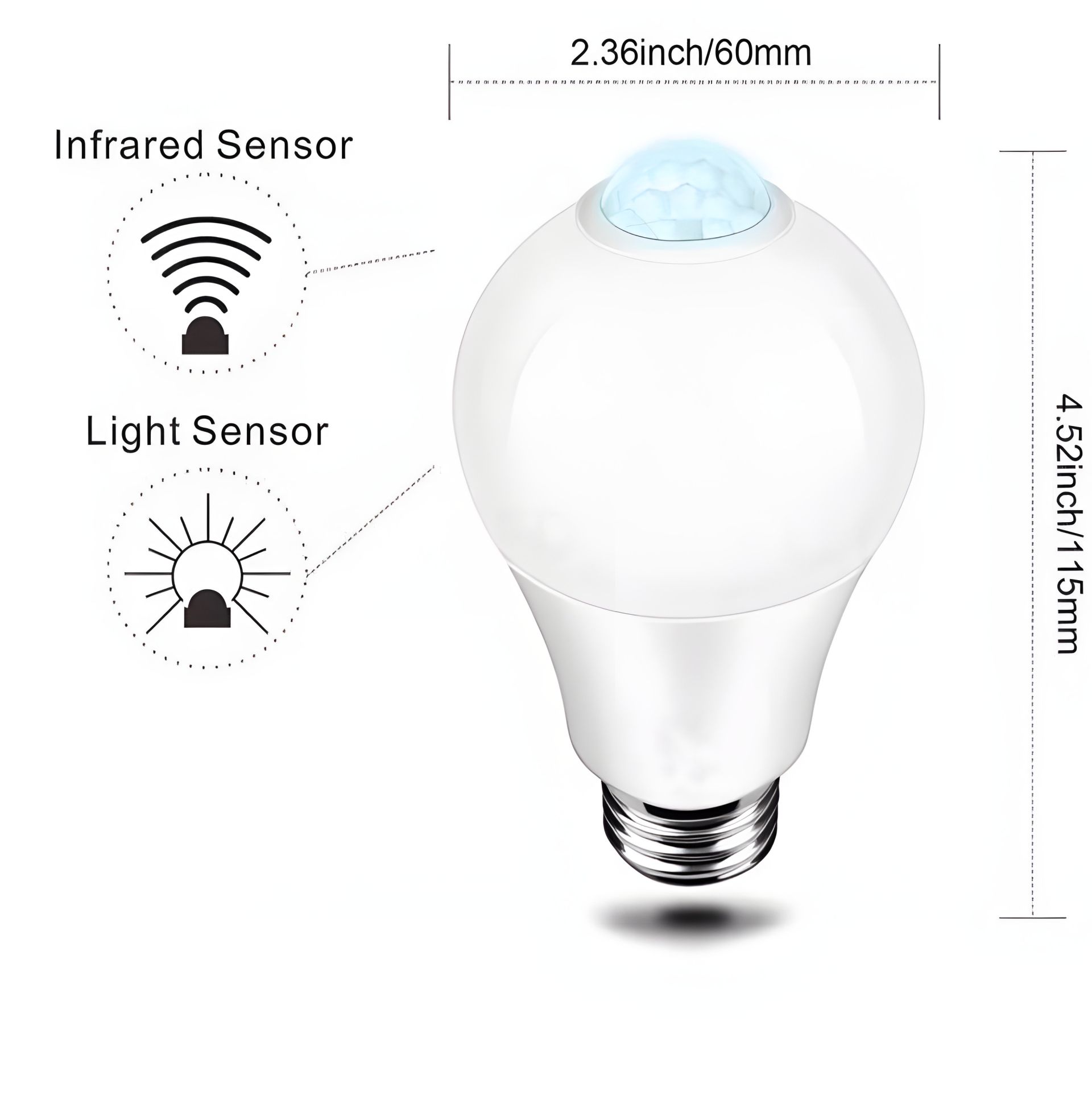 Лампа світлодіодна E27 15 W на 85-265 вольтів із датчиком руху Лампа світлодіодна E27 15 W на 85-265 вольтів із датчиком руху