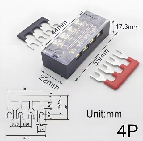 Клемні споживчі колодки для дротів 15 А до 400 В 4P Клемні споживчі колодки для дротів 15 А до 400 В 4P