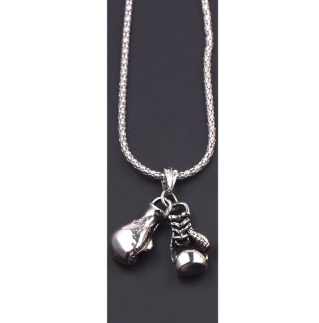 Чоловічий кулон у вигляді боксерських рукавичок з ланцюжком, хромована спортбіжутерія