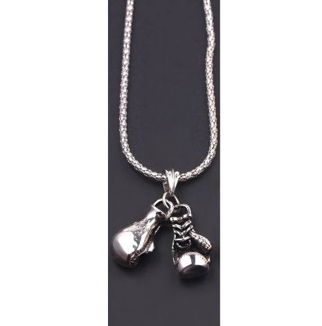 Чоловічий кулон у вигляді боксерських рукавичок з ланцюжком, хромована спортбіжутерія