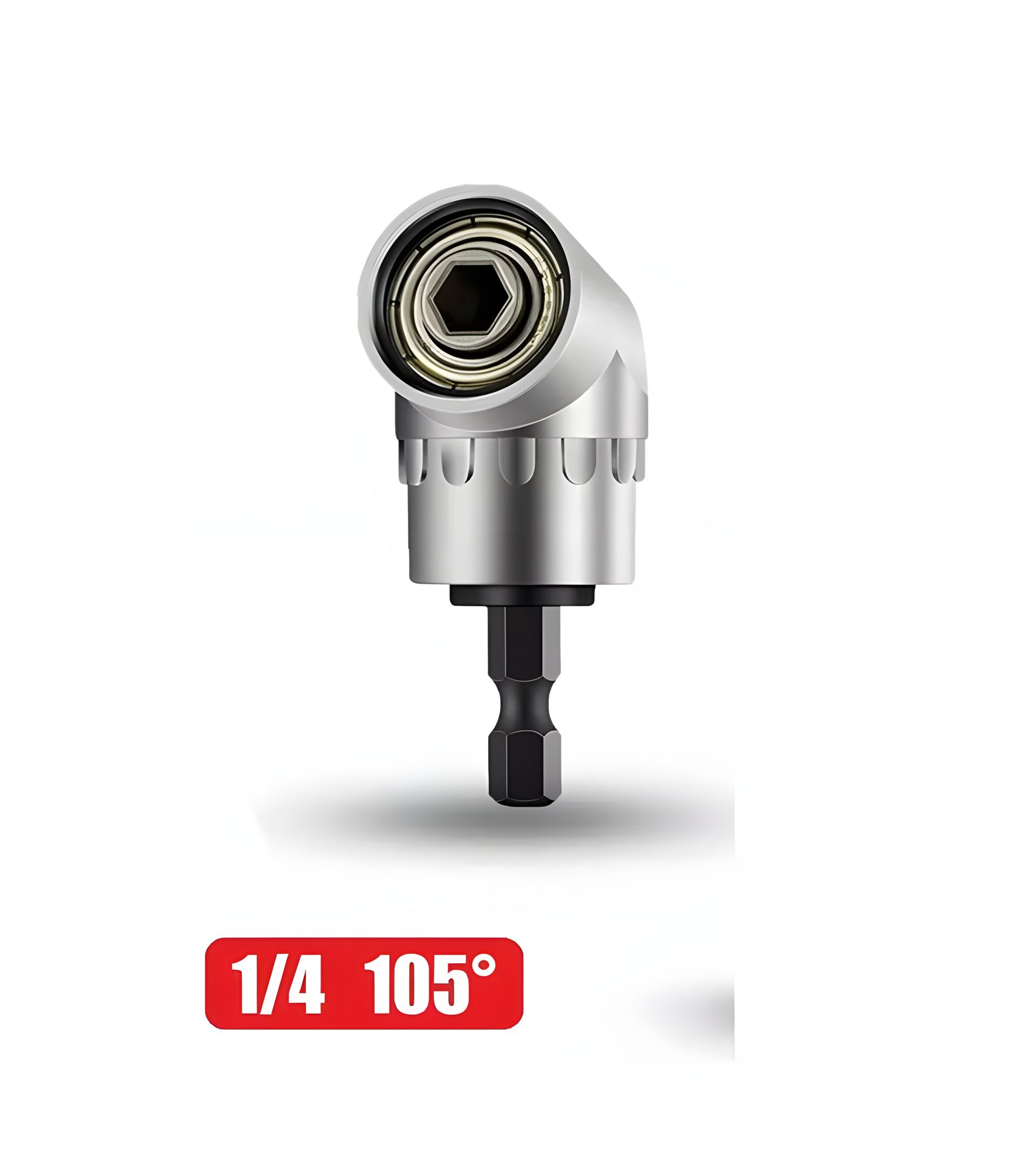 Магнітний адаптер для шурупокрута або викрутки 1/4 біти з кутом нахилу 105 градусів, короткий Магнітний адаптер для шурупокрута або викрутки 1/4 біти з кутом нахилу 105 градусів, короткий