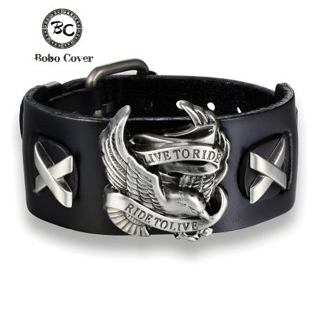 Чорний шкіряний браслет Harley-Davidson для меломана, гітариста, рокера, байкера Чорний шкіряний браслет Harley-Davidson для меломана, гітариста, рокера, байкера