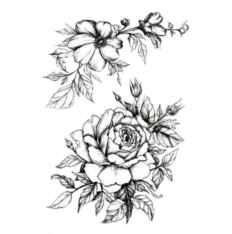 Тату tattoo тимчасове тату наклейка на тіло одноразове літо троянда