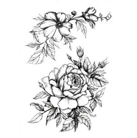 Тату tattoo тимчасове тату наклейка на тіло одноразове літо троянда