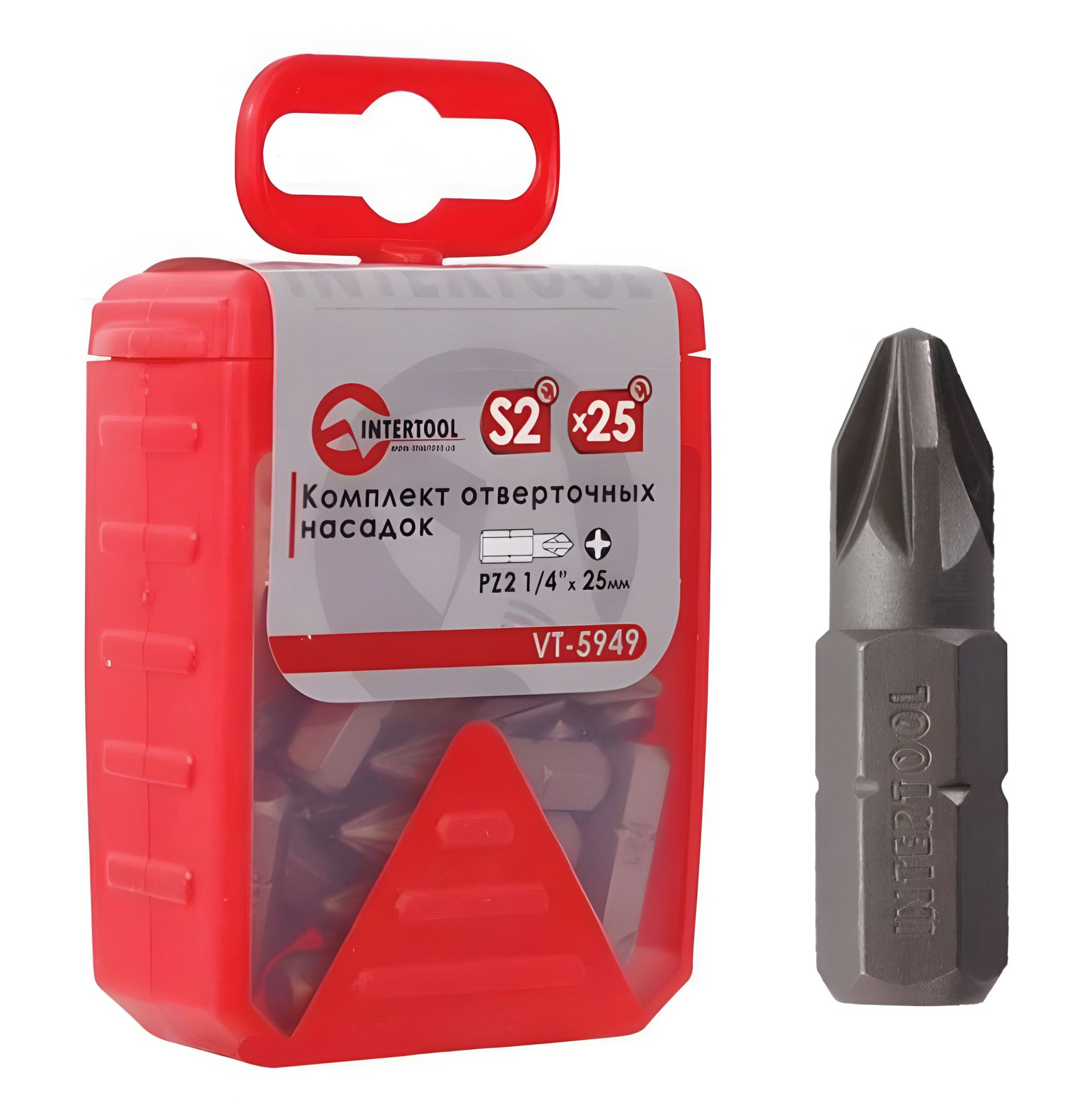 Насадка викруткова біта Intertool PZ2 1/4"*25 мм під саморіз Насадка викруткова біта Intertool PZ2 1/4"*25 мм під саморіз