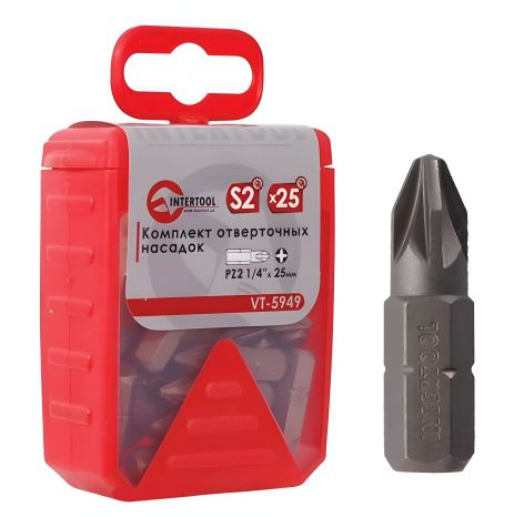 Викруткова біта Intertool PZ2 1/4" 25 мм для саморізів