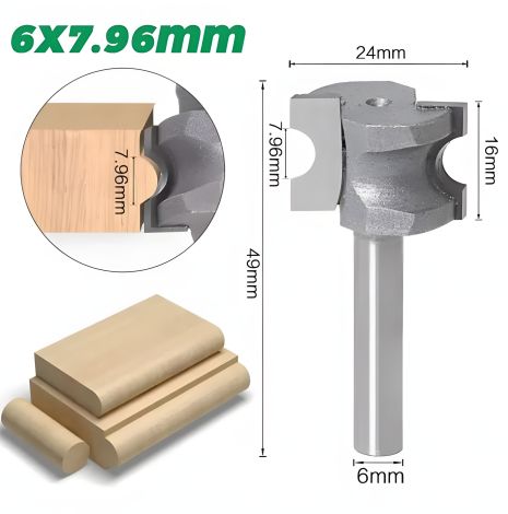 Полукруглая боковая фреза по дереву 6*7,96 мм для фрезерного станка Полукруглая боковая фреза по дереву 6*7,96 мм для фрезерного станка
