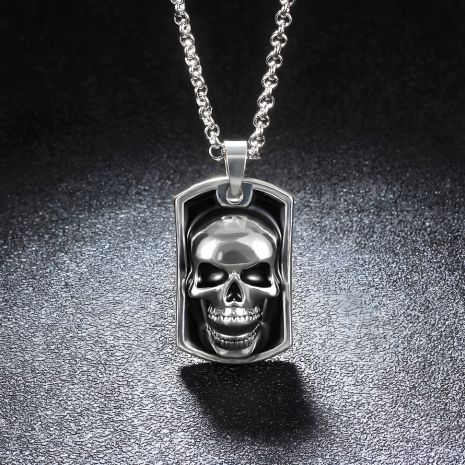 Кулон чоловічий череп у оправі, біжутерія хром ланцюжок із кулоном