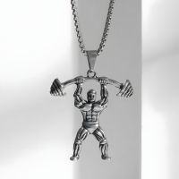 Ланцюжок-кулон чоловічий Атлет зі штангою (паверліфтинг біжутерія)