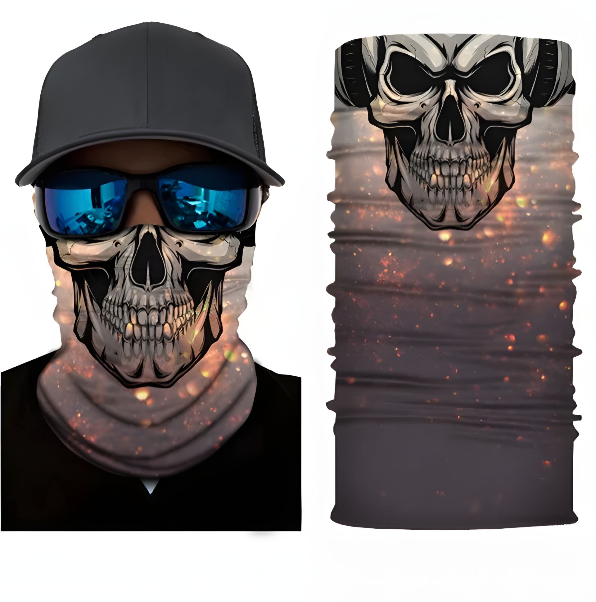 Захисна маска на шию з 3D-ефектом черепа із навушниками Захисна маска на шию з 3D-ефектом черепа із навушниками