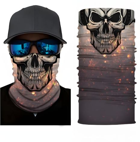 Захисна маска на шию з 3D-ефектом черепа із навушниками