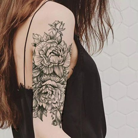 Тату tattoo тимчасове тату наклейка на тіло одноразове літо троянди