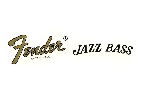 Наклейка логотип для бас-гитары Fender Jazz Bass, деколь золотистая