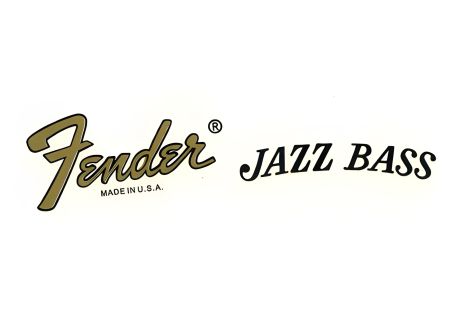 Деколь логотипу для бас-гітари Fender Jazz Bass, золотиста наклейка