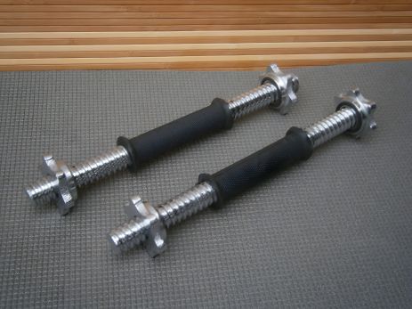 Гантельні грифи сталеві хромовані 2 шт з прогумованими ручками та гайками Sport Lux Вейдера 33 см 25 мм