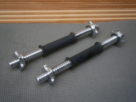 Гантельні грифи сталеві хромовані 2 шт з прогумованими ручками та гайками Sport Lux Вейдера 33 см 25 мм