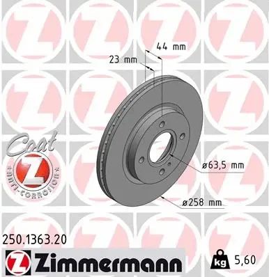 Диск тормозной FORD KA+, FORD FIESTA, ZIMMERMANN (250136320)